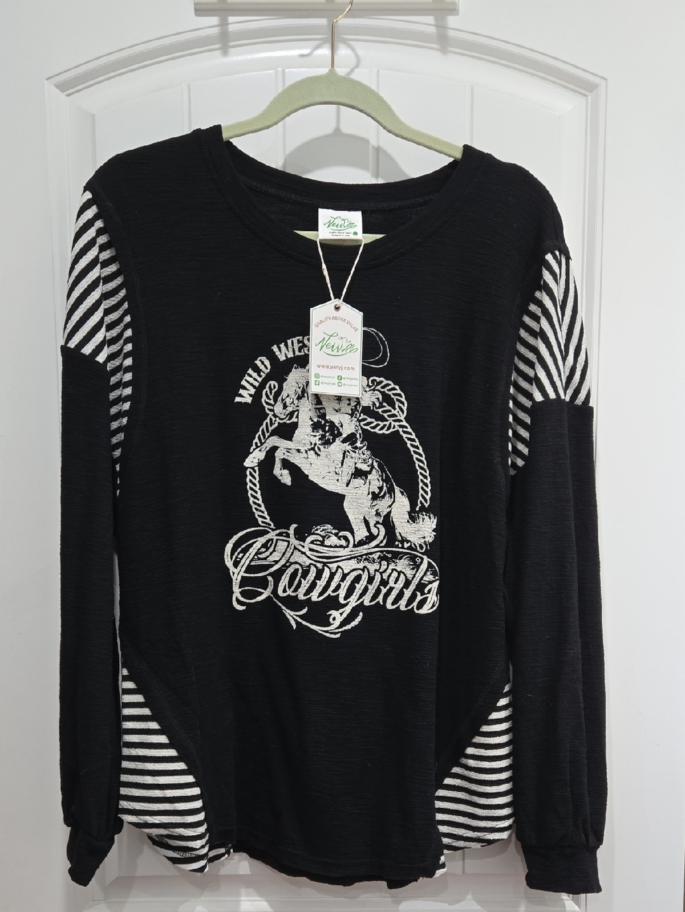 New'm Wild West Cowgirls Black Graphic Long Sleeve Top